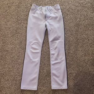 Minzuno Youth XXL gray baseball pants with black pinstripe
